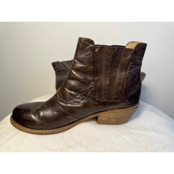 Eileen Fisher Oxblood Brown Leather Booties Ankle Boots 10 - Picture 7 of 8